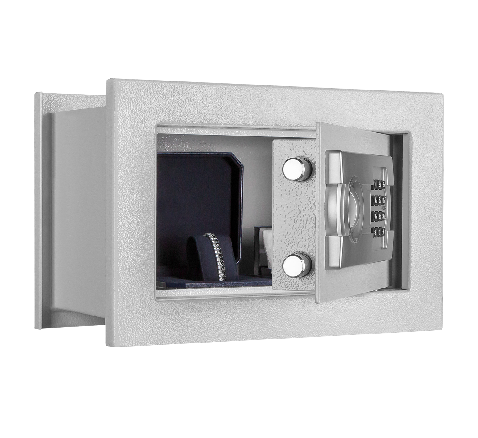 Format FOX 1 Elo in RAL 7035 lichtgrau / 45° Grad geöffnet / mit Dekoration