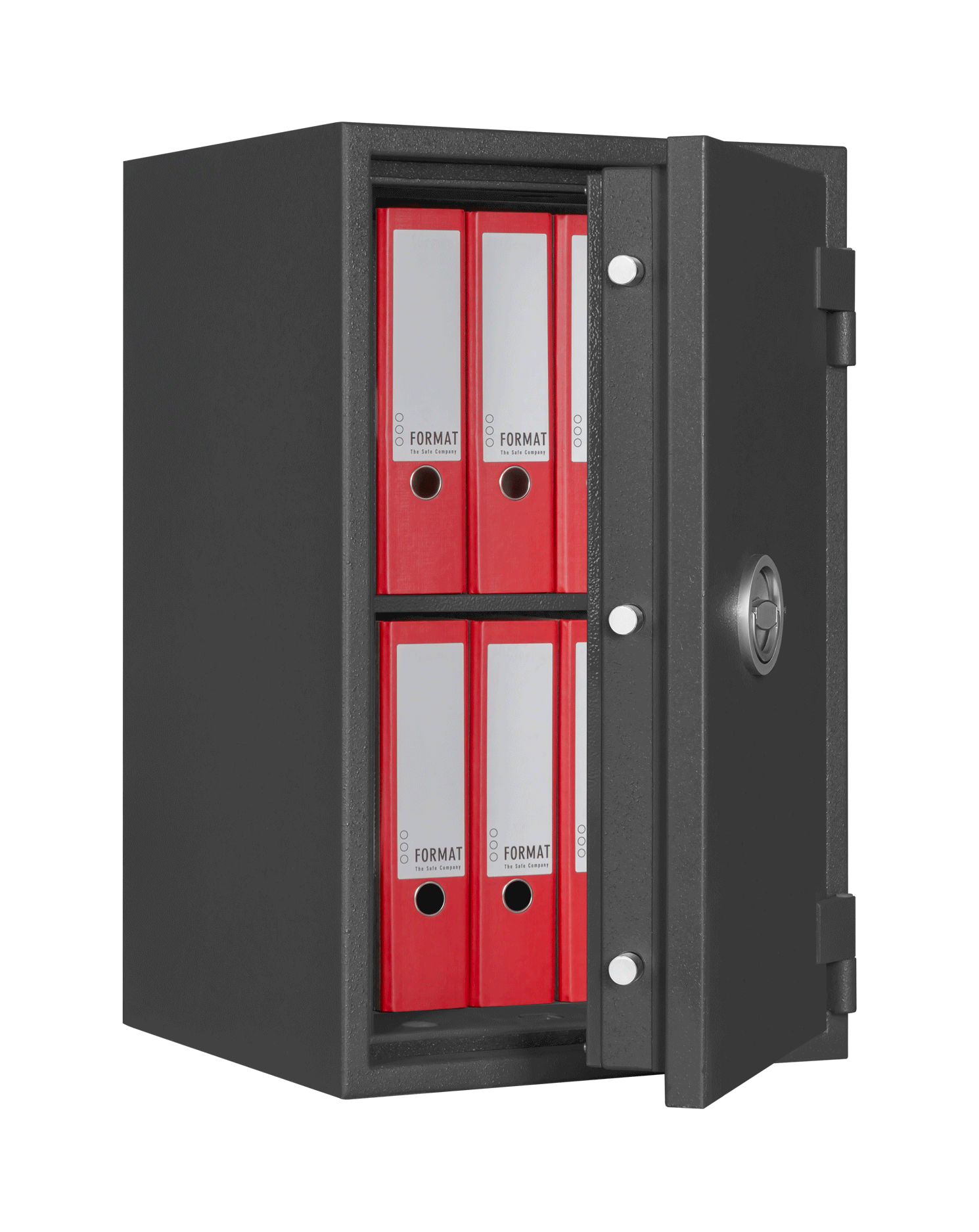 Format PAPER STAR Light Plus 5 in RAL 7024, graphitgrau / 45° Grad geöffnet / mit Dekoration