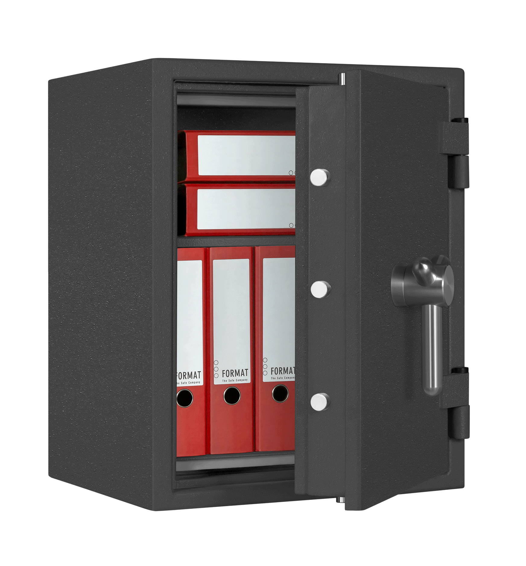 Format PAPER STAR Pro Light 1 in RAL 7024, graphitgrau / 45° Grad geöffnet / mit Dekoration