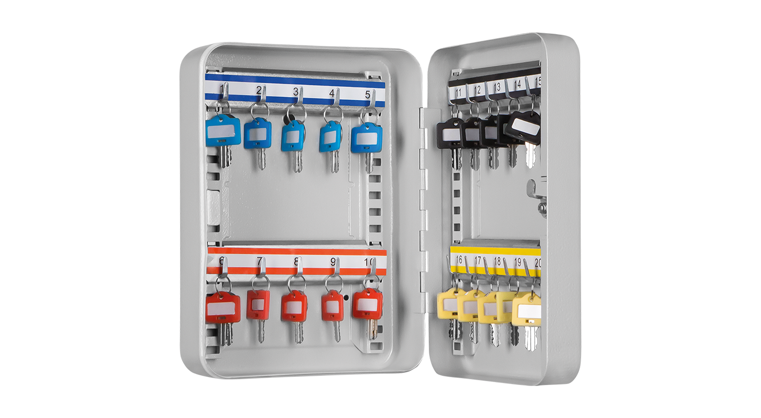 Format SK 20 in RAL 7035, lichtgrau / 45° Grad geöffnet / mit Dekoration