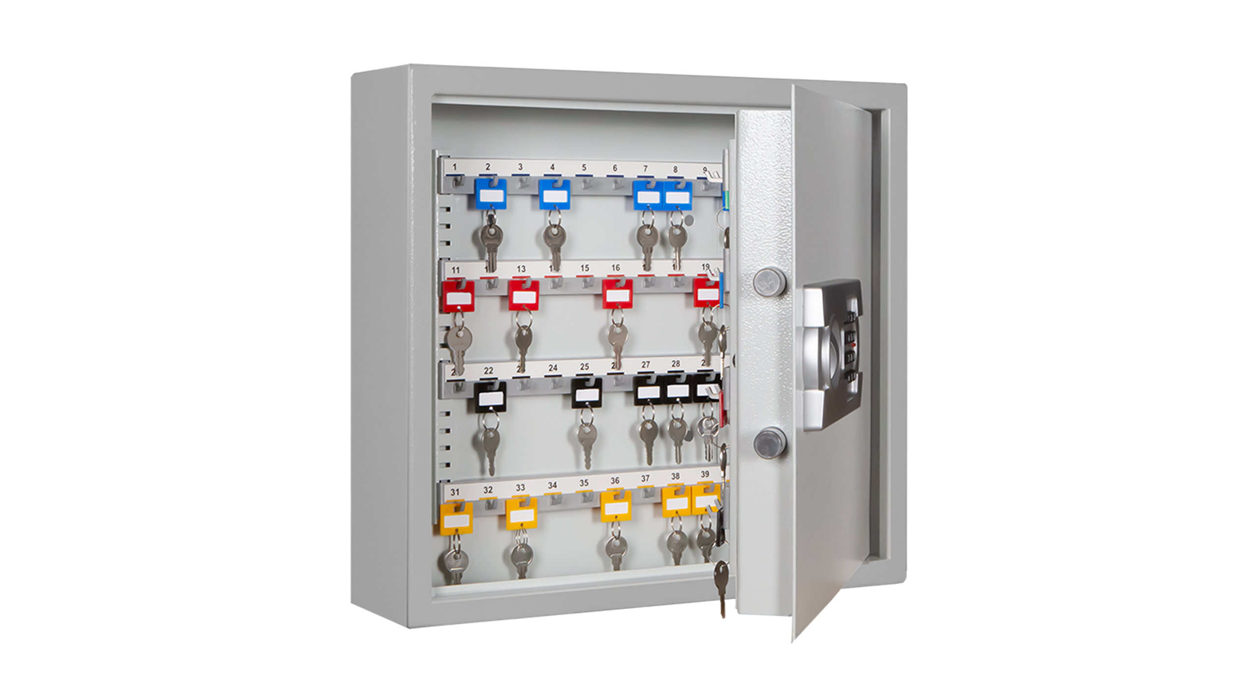 Format SLE 80 in RAL 7035, lichtgrau / 45° Grad geöffnet / mit Dekoration