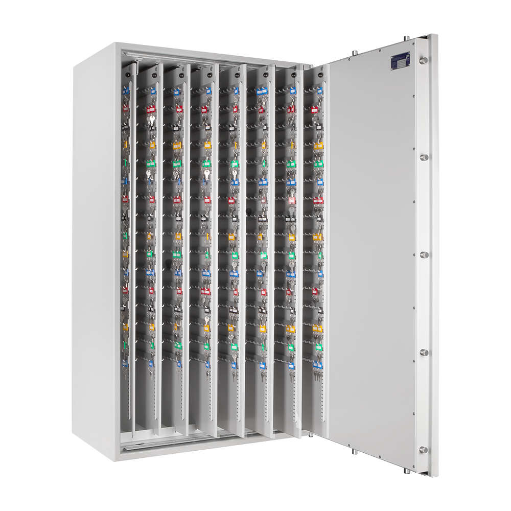 Format STL 2560 in RAL 7035, lichtgrau / 90° Grad geöffnet / mit Dekoration