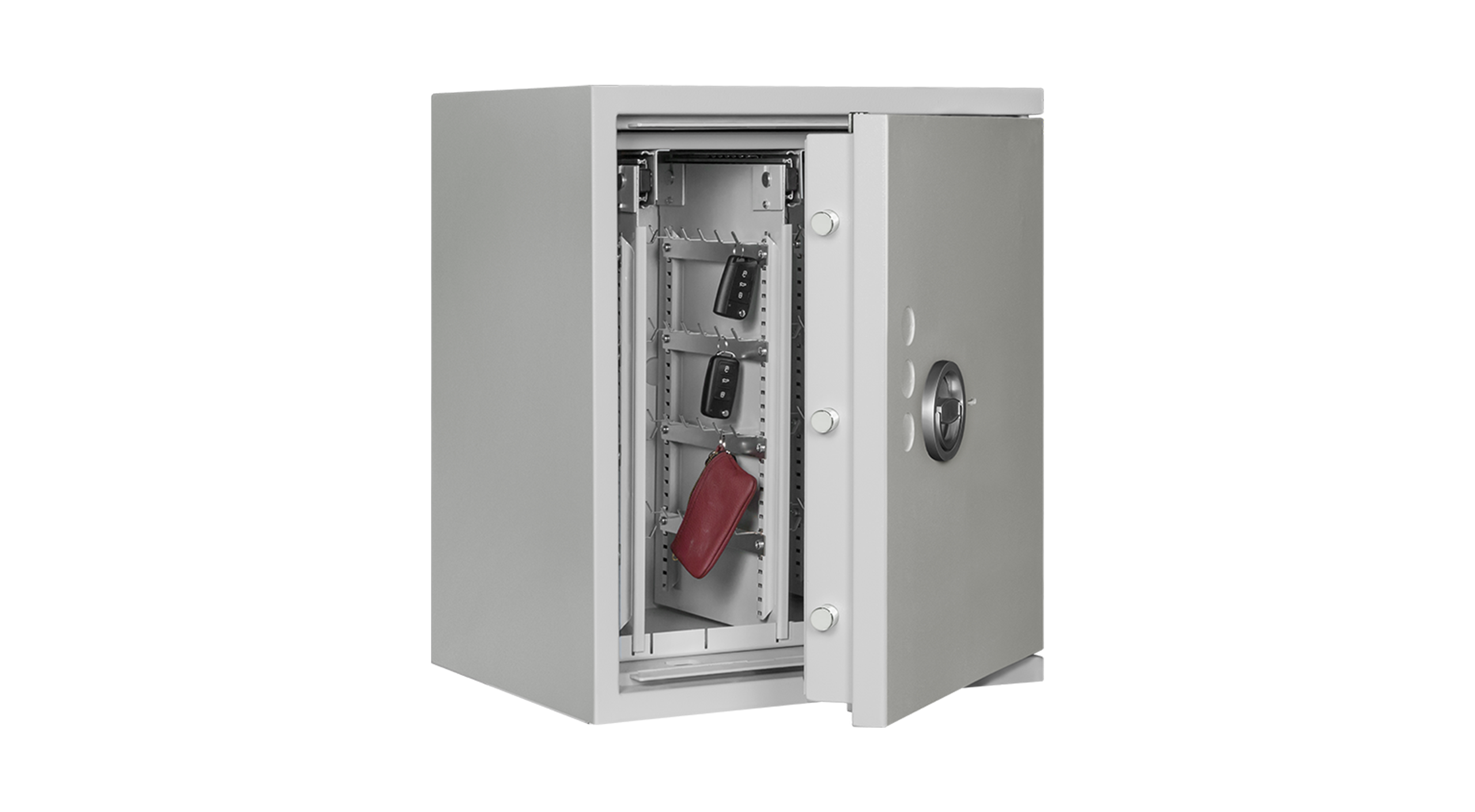 Format STL AS 144 in RAL 7035, lichtgrau / 45° Grad geöffnet / mit Dekoration