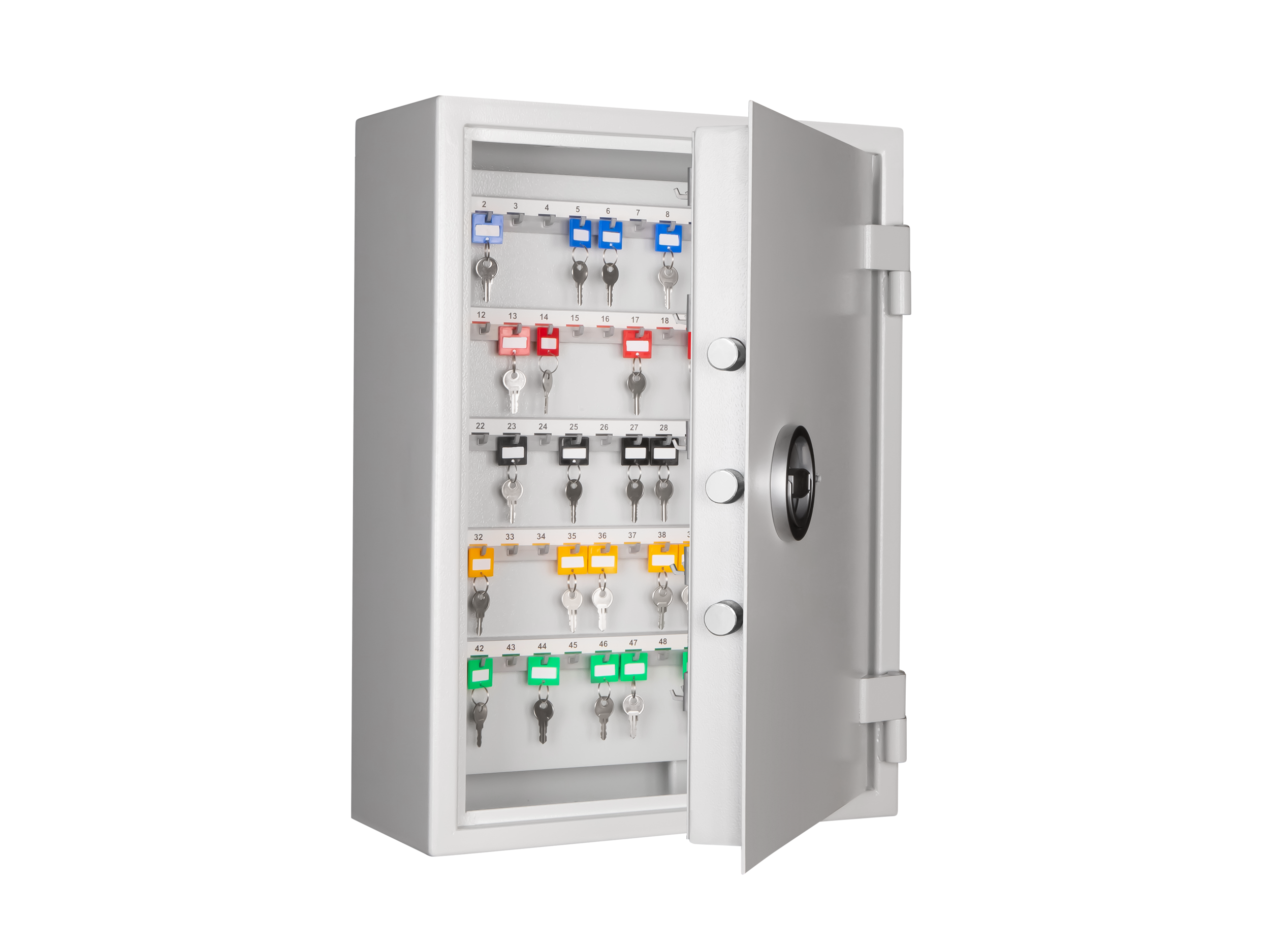 Format ST 200 S1 in RAL 7035, lichtgrau / 45° Grad geöffnet / mit Dekoration